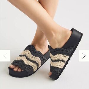NWT Silent D Anthropologie Platform Raffia Sandals, 39 8/8.5